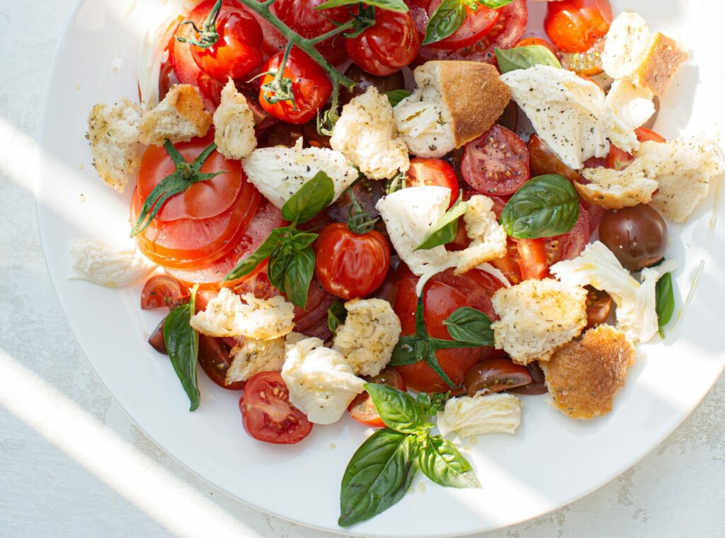 buffalo mozzarella and tomato salad for lunch at our rest home